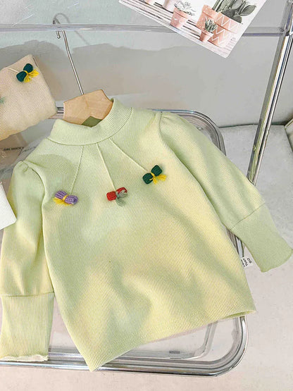 長袖Tシャツ Green / 12M 80cm キッズトップス キャンディリボン裏フリースハイネック長袖Tシャツ【mh0007721】