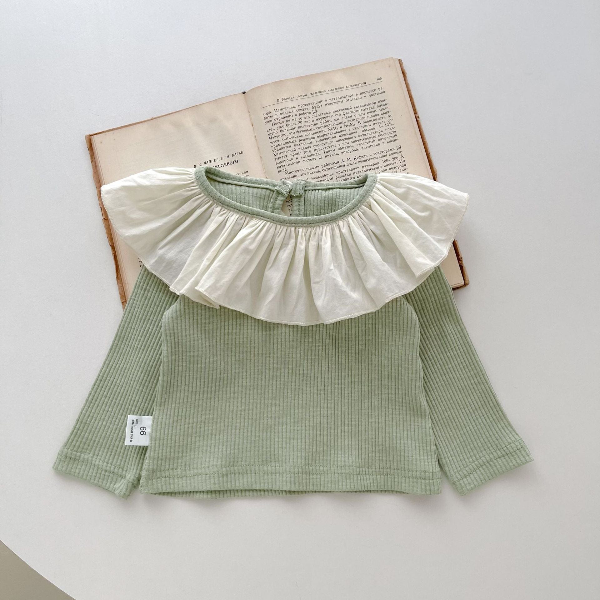 長袖Tシャツ Green / 66cm ベビー フリル サークルカラー ピエロカラー 長袖 Tシャツ トップス ガールズ【mh0002682】