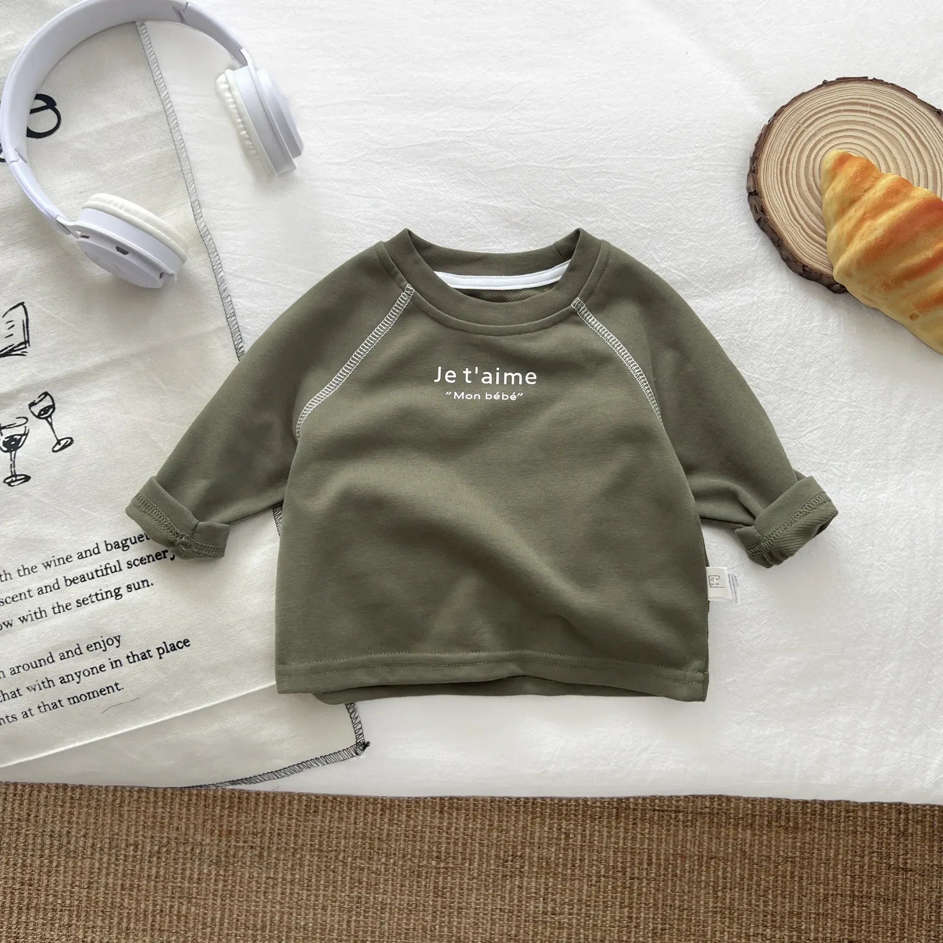 長袖Tシャツ Green / 6M  66CM ベビートップス レターロゴプリント長袖Tシャツ【mh0008693】