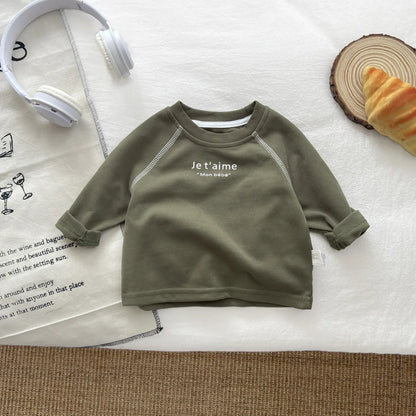 長袖Tシャツ Green / 6M  66CM ベビートップス レターロゴプリント長袖Tシャツ【mh0008693】