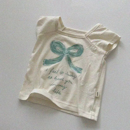 半袖Tシャツ Green / 73cm 6-9M ベビートップス ショートスリーブTシャツ リボンレターロゴプリント 2カラー【mh0005290】