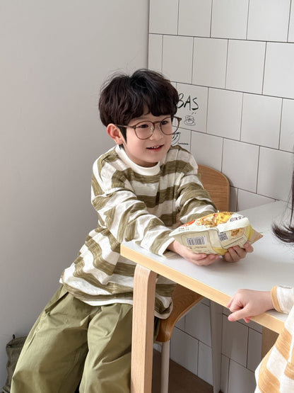 長袖Tシャツ Green / 90cm キッズトップス ボーダー長袖Tシャツ【mh0009112】