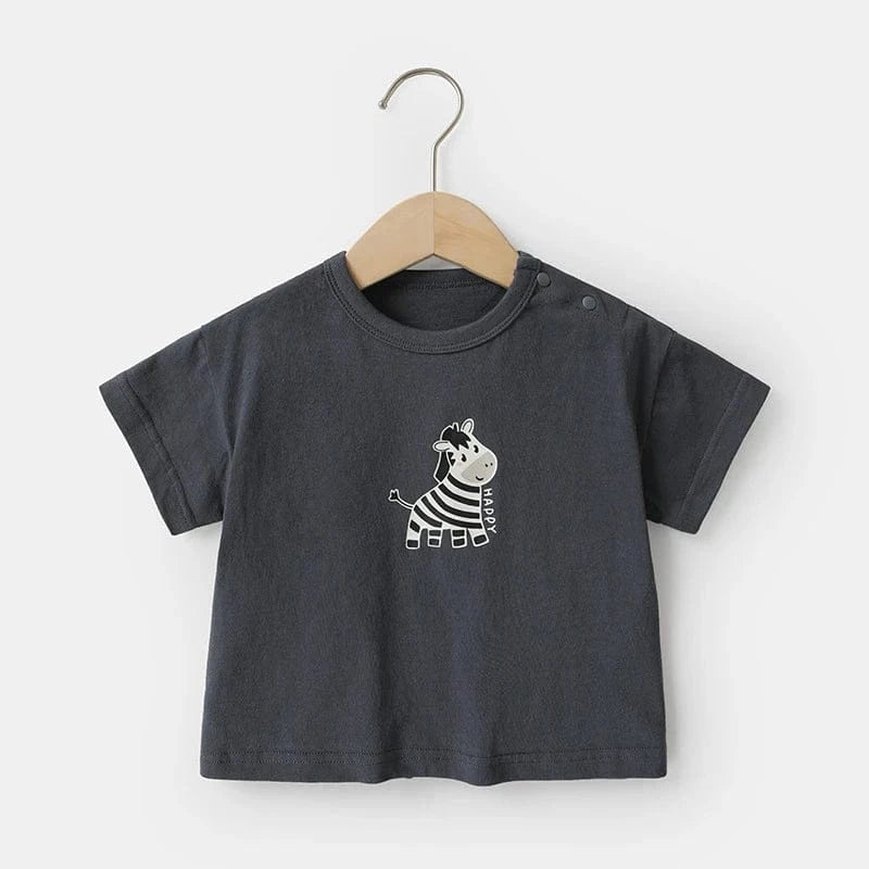 半袖Tシャツ Grey / 9M 73cm ベビーキッズトップス 半袖Tシャツ しまうまプリント 3カラー【mh0006525】