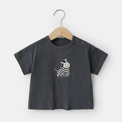 半袖Tシャツ Grey / 9M 73cm ベビーキッズトップス 半袖Tシャツ しまうまプリント 3カラー【mh0006525】