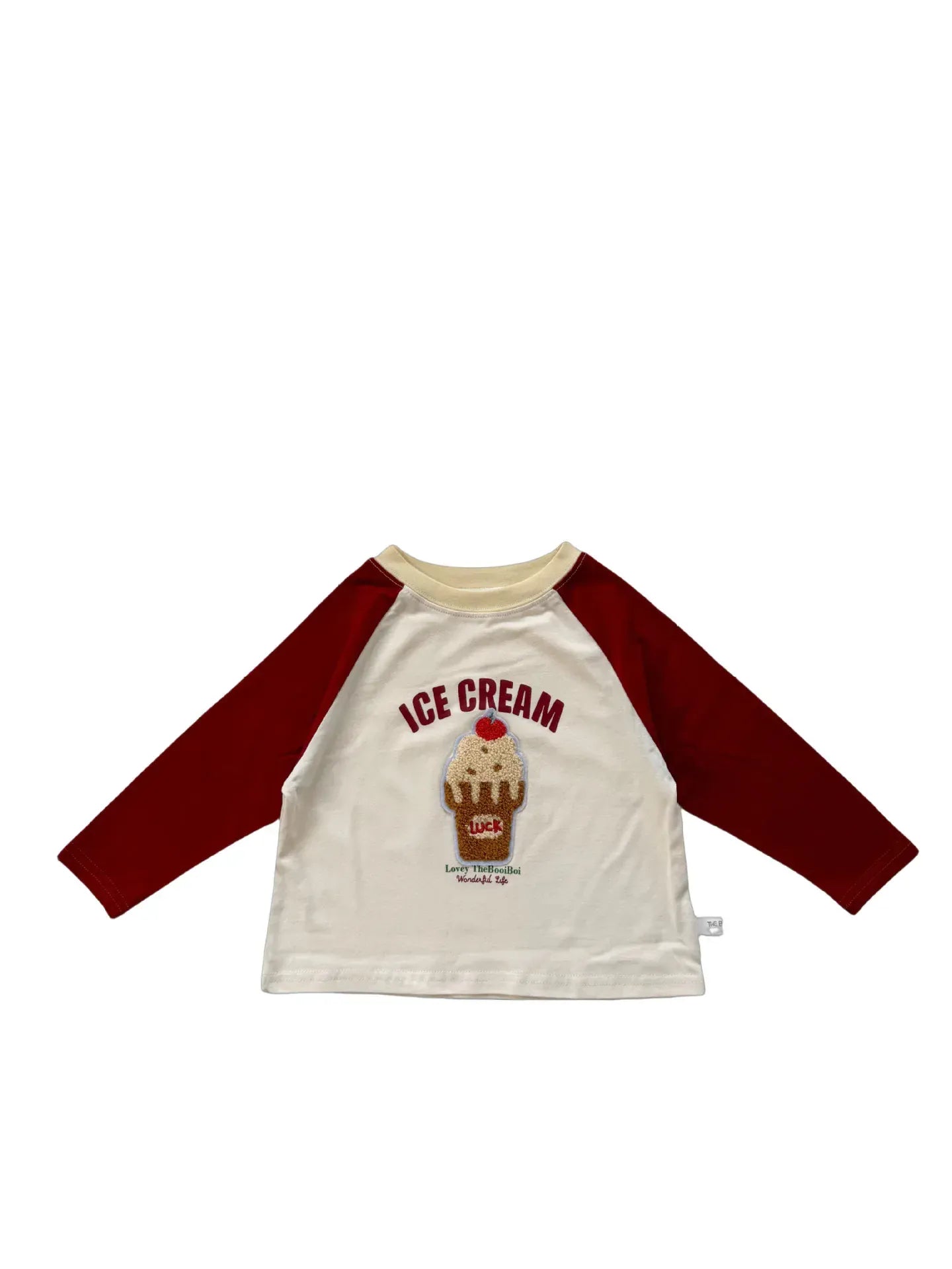 長袖Tシャツ Ice Cream / 24M  90CM キッズトップス 長袖ラグランパッチワークアニマルアップリケTシャツ 4カラー