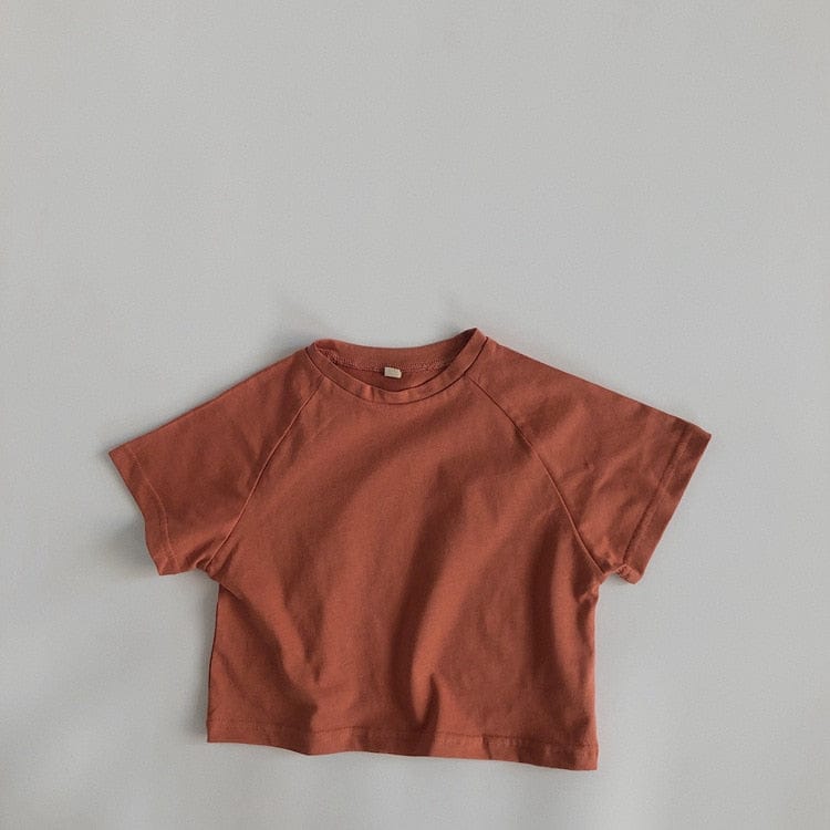 半袖Tシャツ iron red / 12M/80cm キッズ シンプル ベーシック ラグラン 半袖 Tシャツ 6カラー ユニセックス