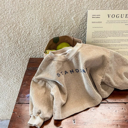 長袖Tシャツ khaki / 80cm キッズ レターロゴ コーデュロイ スウェット 長袖 Tシャツ