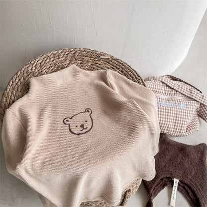 長袖Tシャツ khaki / 80cm キッズ くま ベア ボトルネック ハイネック 長袖 トップス Tシャツ コーヒーブラウン カーキ ユニセックス