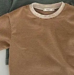 長袖Tシャツ khaki / 9M  73cm ベビートップス 長袖Tシャツ ボーダー柄 ロンT 2カラー