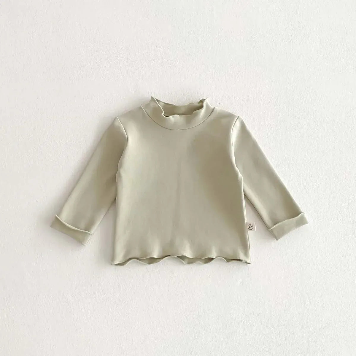 長袖Tシャツ Light Green / 73cm ベビートップス ハイネックフリル長袖シンプルTシャツ【mh0008521】