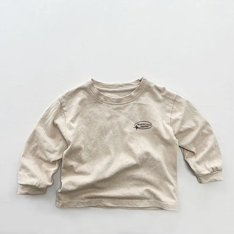 長袖Tシャツ light khaki / 12M 80cm キッズトップス 長袖Tシャツ 薄手 レターロゴプリント スケボーファッション 2カラー