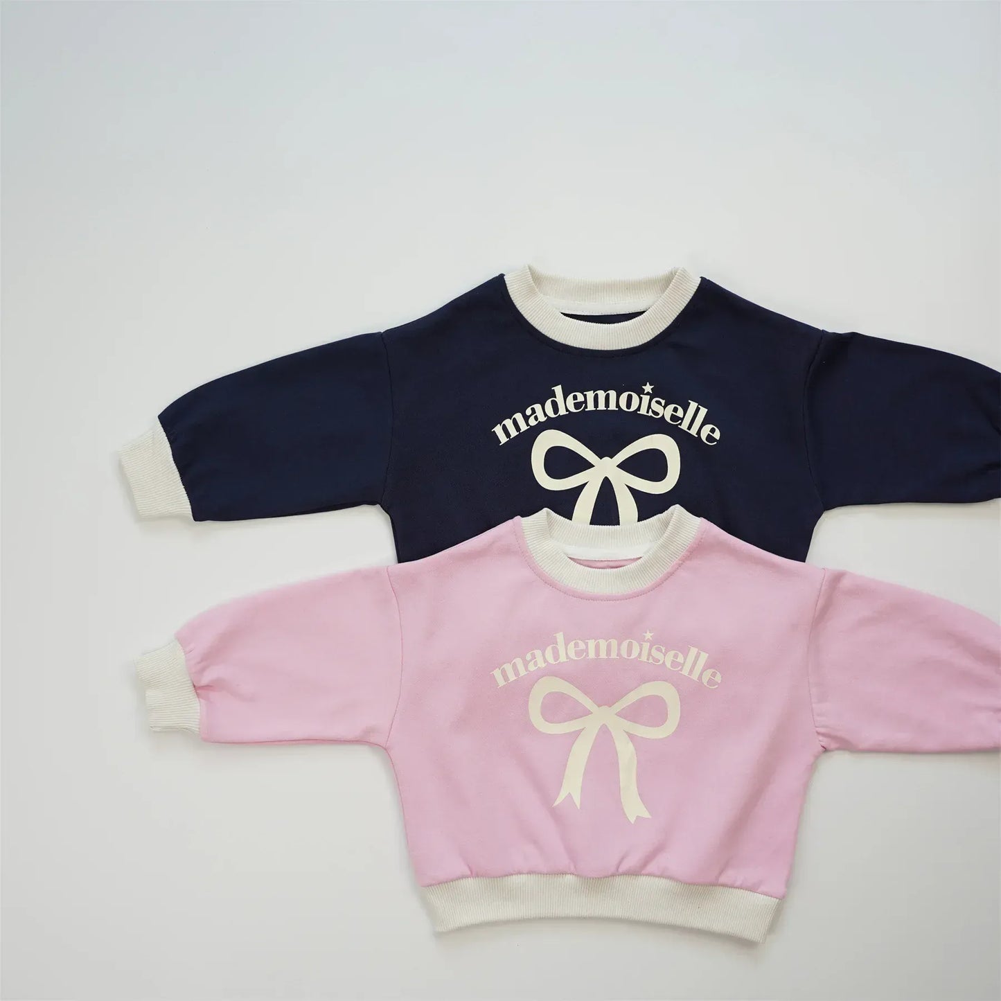 長袖Tシャツ キッズトップス リボンレターロゴプリント長袖スウェットシャツ リンクママお揃いコーデ【mh0007644】