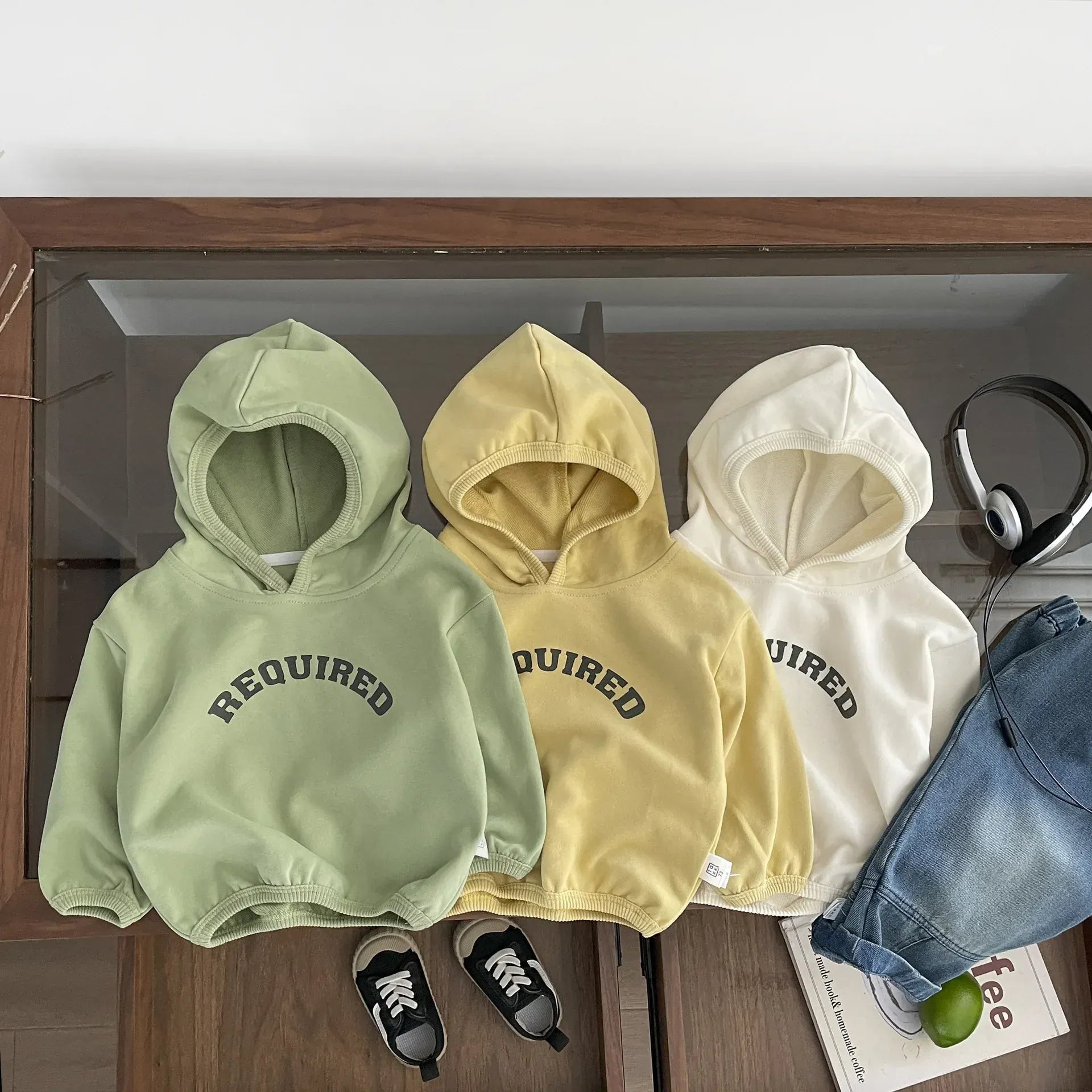 長袖Tシャツ ベビートップス レターロゴプリントフーディ長袖スウェットシャツ【mh0008690】