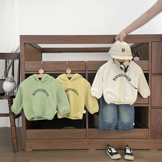 長袖Tシャツ ベビートップス レターロゴプリントフーディ長袖スウェットシャツ【mh0008690】