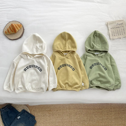 長袖Tシャツ ベビートップス レターロゴプリントフーディ長袖スウェットシャツ【mh0008690】