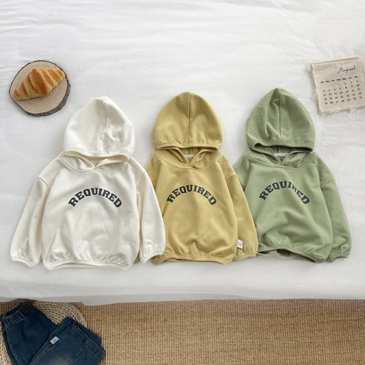 長袖Tシャツ ベビートップス レターロゴプリントフーディ長袖スウェットシャツ【mh0008690】