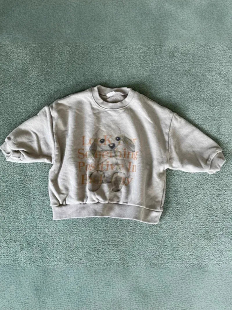 長袖Tシャツ ベビートップス ぬいぐるみプリント長袖スウェットシャツ【mh0008787】