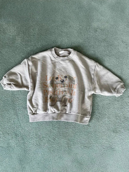 長袖Tシャツ ベビートップス ぬいぐるみプリント長袖スウェットシャツ【mh0008787】