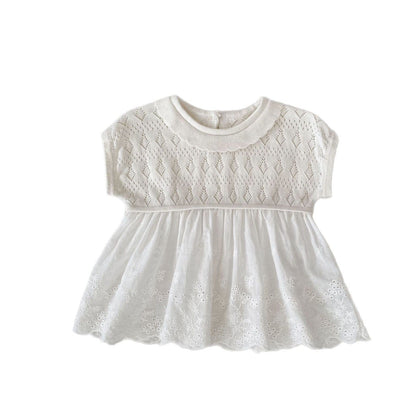 半袖Tシャツ 半袖サマーニットドッキングチュニックトップス【mh0010172】