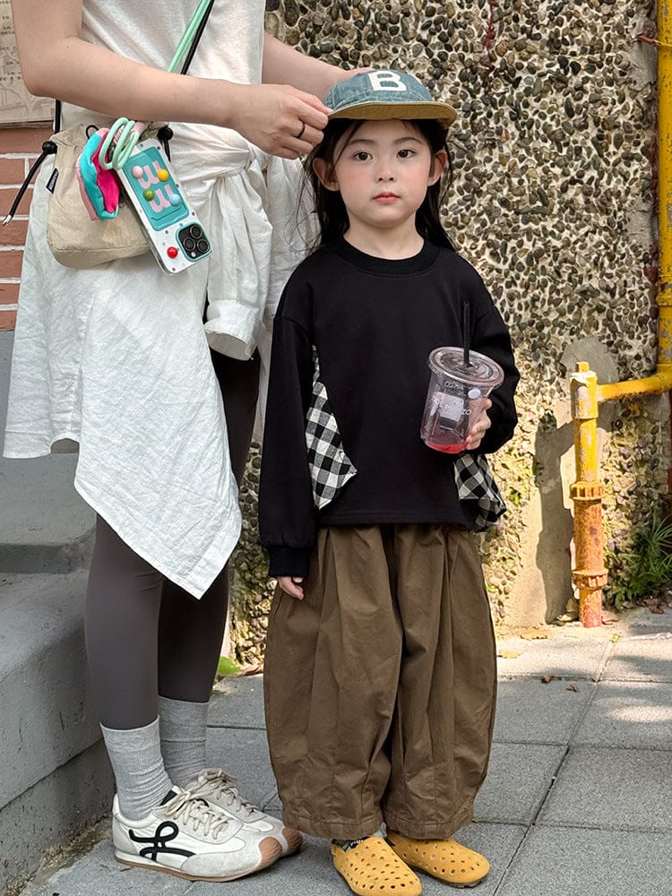 長袖Tシャツ サイドチェックフリル長袖スウェットシャツ【mh0010584】