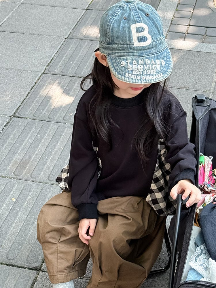 長袖Tシャツ サイドチェックフリル長袖スウェットシャツ【mh0010584】