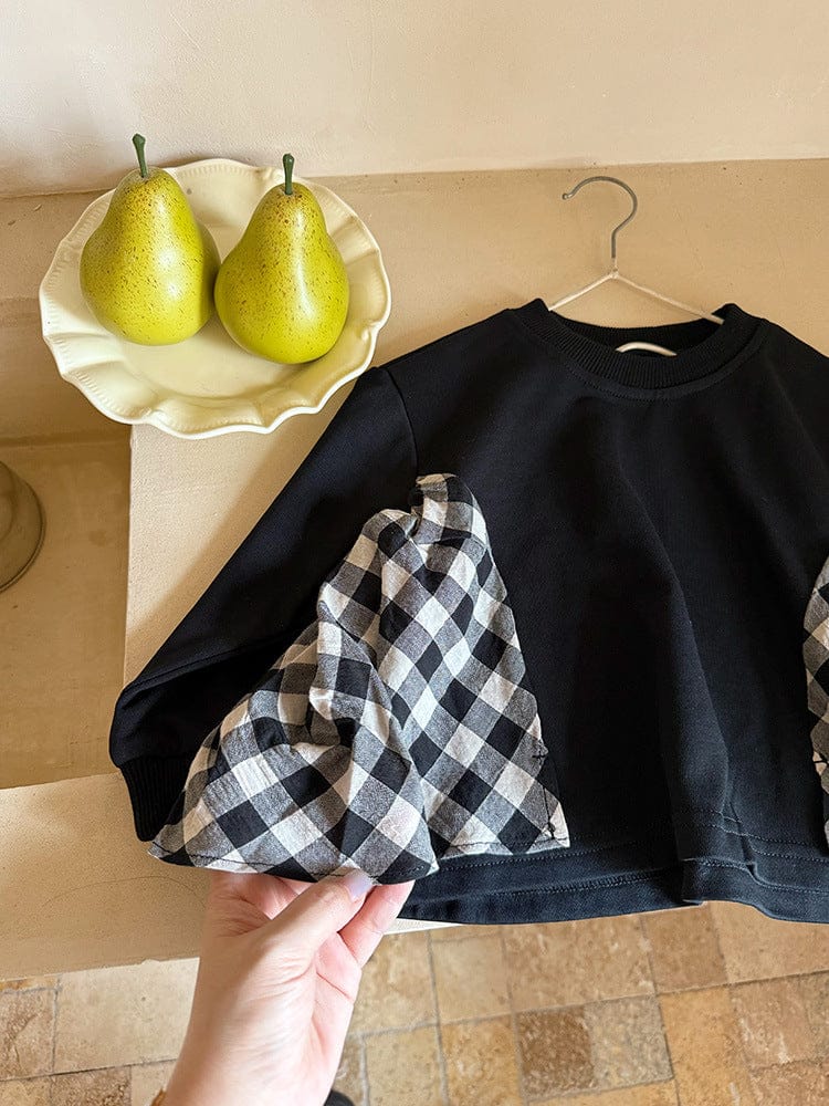 長袖Tシャツ サイドチェックフリル長袖スウェットシャツ【mh0010584】