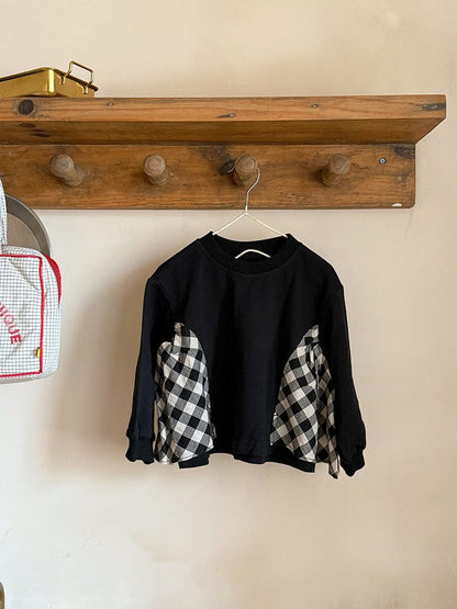 長袖Tシャツ サイドチェックフリル長袖スウェットシャツ【mh0010584】