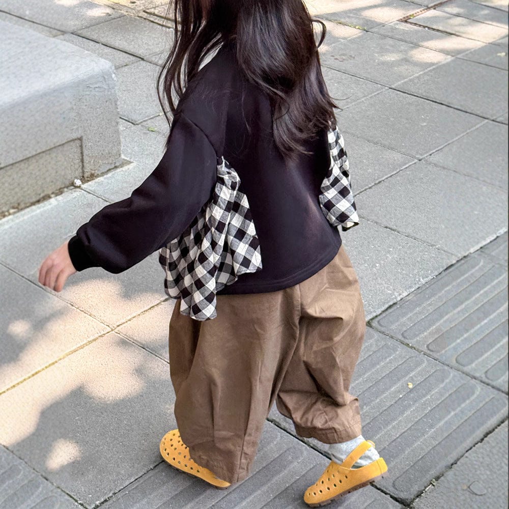 長袖Tシャツ サイドチェックフリル長袖スウェットシャツ【mh0010584】