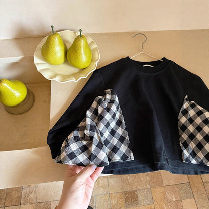 長袖Tシャツ サイドチェックフリル長袖スウェットシャツ【mh0010584】