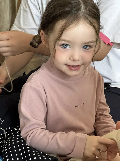 長袖Tシャツ Pink / 24M  90CM キッズトップス ハイネックボトルネックワンポイント長袖Tシャツ【mh0008244】