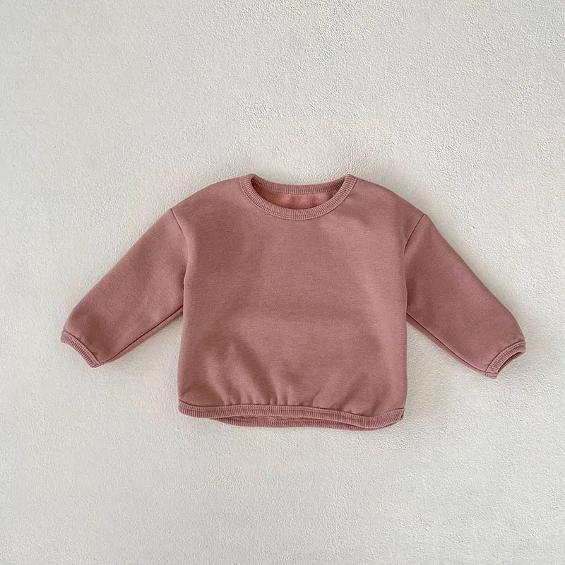 長袖Tシャツ pink / 66cm ベビートップス 裏フリース 長袖Tシャツ シンプルベーシック 3カラー