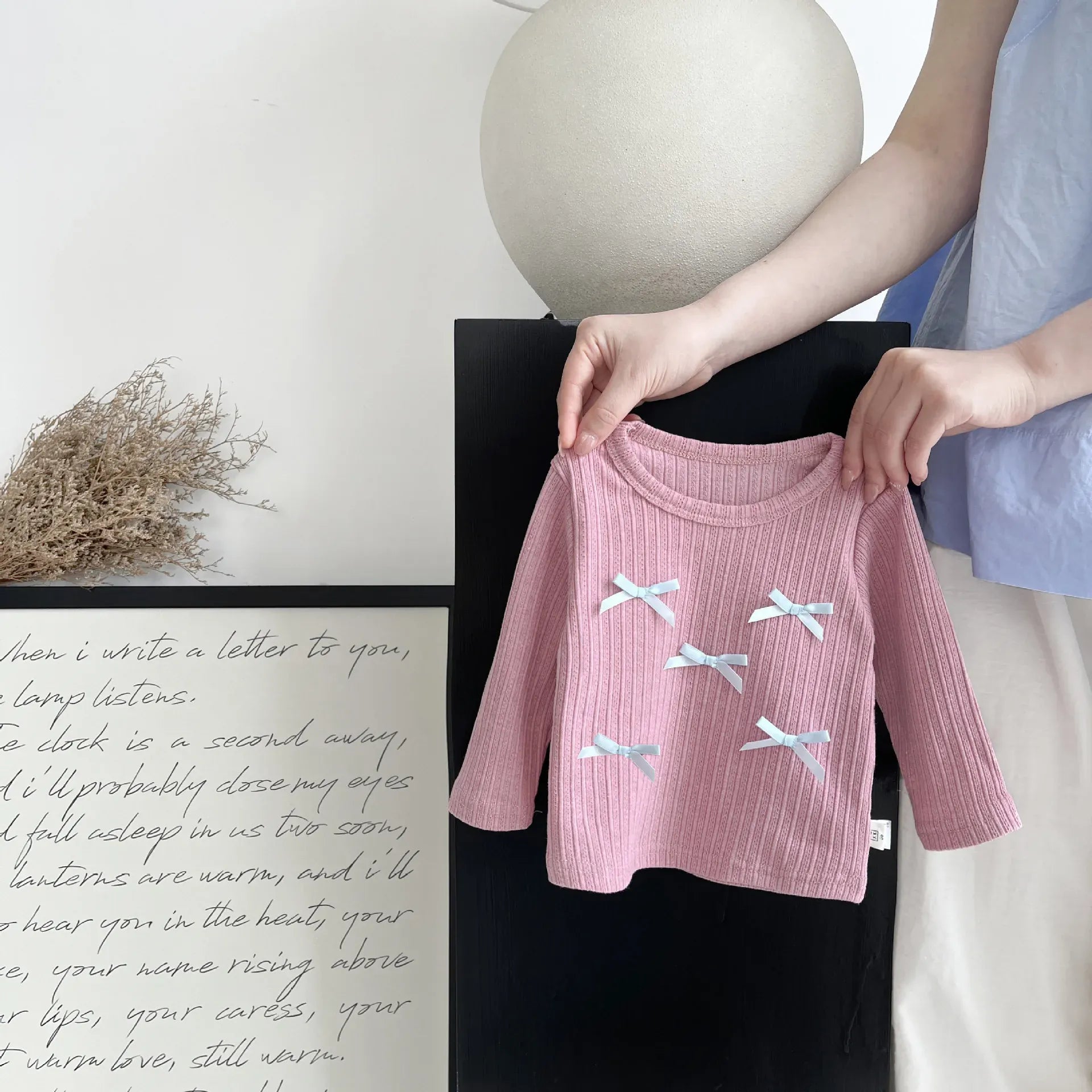 長袖Tシャツ Pink / 6M  66CM ベビートップス リボン長袖Tシャツカットソー【mh0008704】