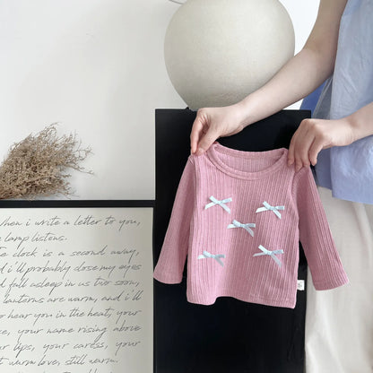 長袖Tシャツ Pink / 6M  66CM ベビートップス リボン長袖Tシャツカットソー【mh0008704】