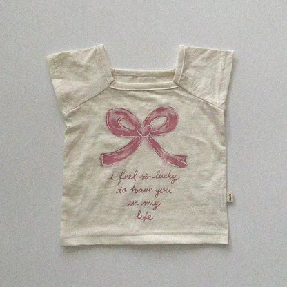 半袖Tシャツ Pink / 73cm 6-9M ベビートップス ショートスリーブTシャツ リボンレターロゴプリント 2カラー【mh0005290】