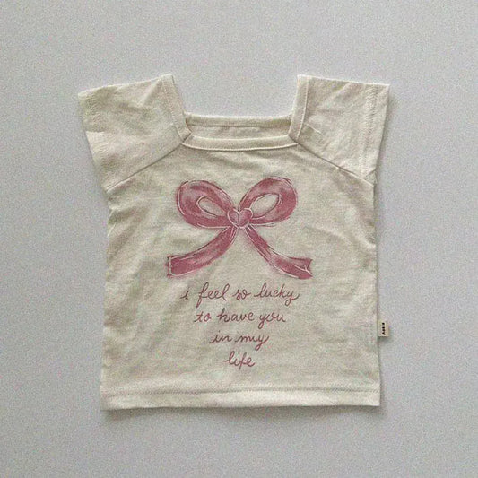 半袖Tシャツ Pink / 73cm 6-9M ベビートップス ショートスリーブTシャツ リボンレターロゴプリント 2カラー【mh0005290】
