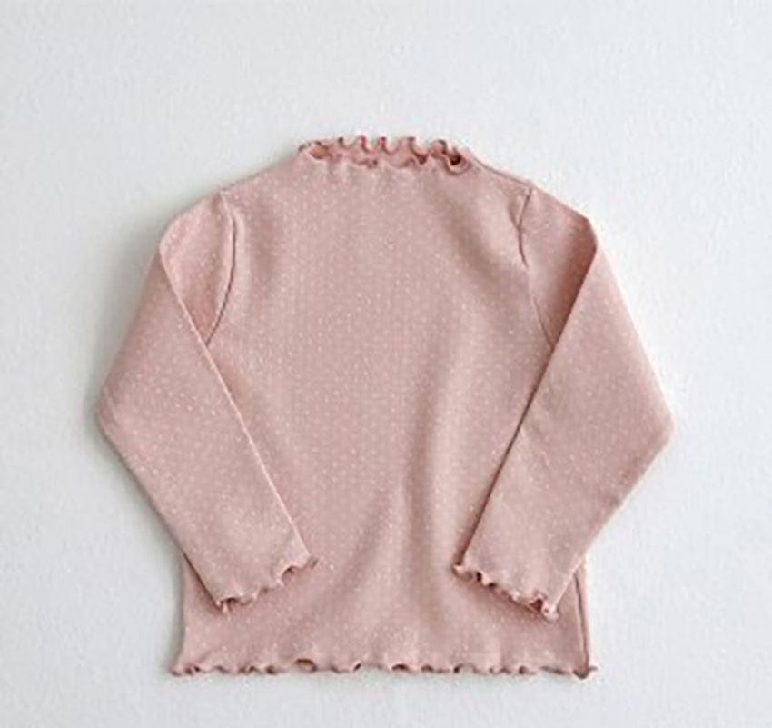 長袖Tシャツ pink dot / 80cm キッズ 水玉 ドット ボーダー フラワー 小花柄 フリル 長袖 Tシャツ ガールズ
