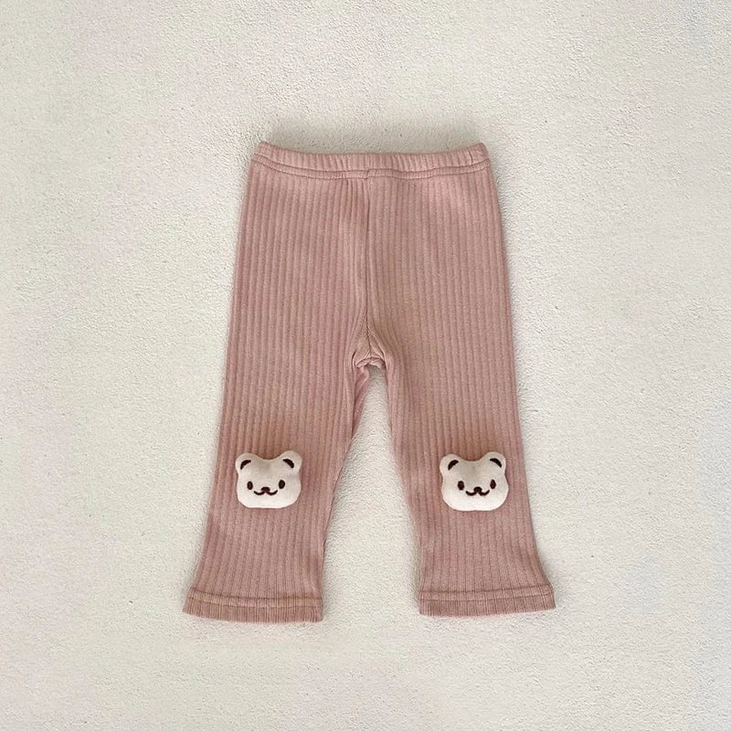長袖Tシャツ pink pants / 66cm ベビー長袖Tシャツ レギンスパンツ ベスト ビブ ワッフル くま ベア ピンク ベージュ ユニセックス 男の子 女の子 子供服