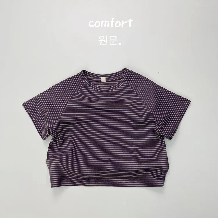 半袖Tシャツ purple / 12M  80cm キッズトップス 半袖Tシャツ ラグラン袖 ボーダー 5カラー