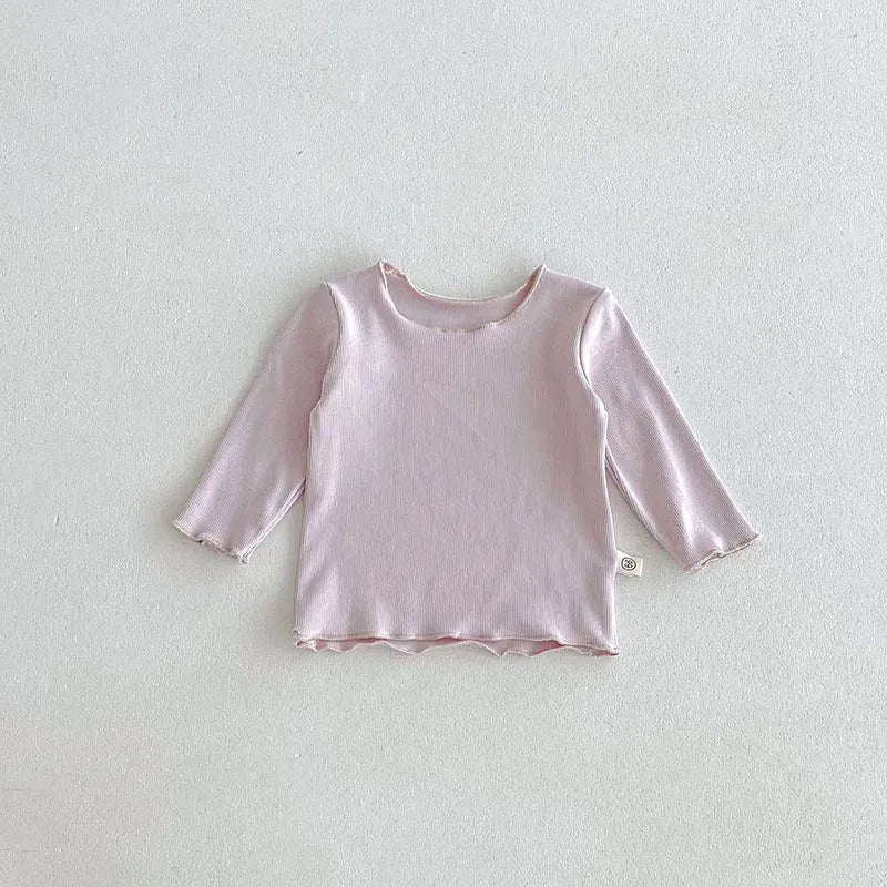 長袖Tシャツ Purple / 3-6M 66cm ベビートップス シンプルベーシックシームレス長袖Tシャツ パステル5カラー【mh0006913】