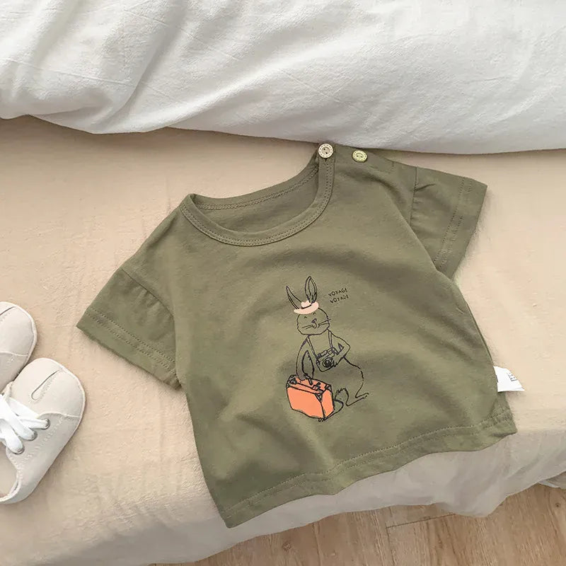 半袖Tシャツ rabbit / 6M  66cm ベビートップス 半袖Tシャツ 肩あき アニマルプリント 3カラー