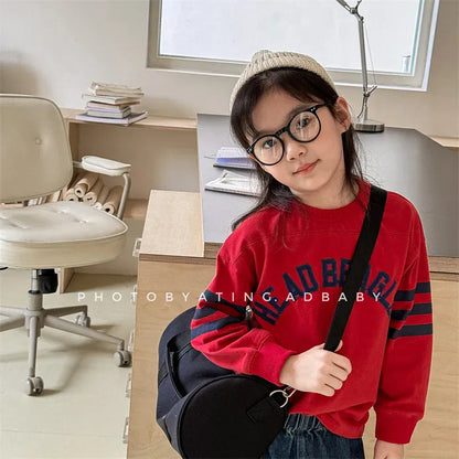 長袖Tシャツ red / 12M  80CM キッズトップス 長袖Tシャツ レターロゴ刺繍 4カラー