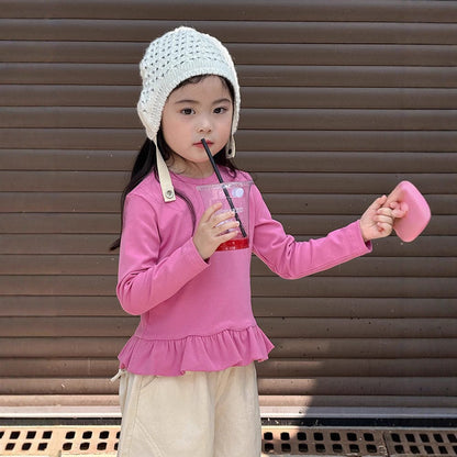 長袖Tシャツ Rose / 90cm 裾フリル長袖Tシャツカットソー【mh0010576】