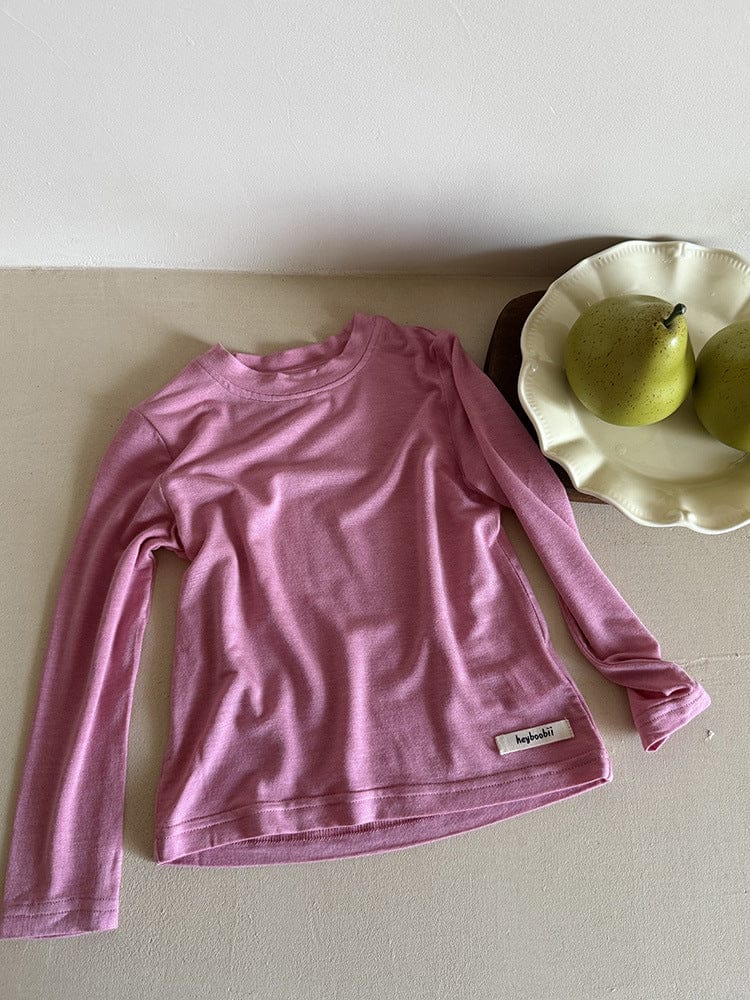 長袖Tシャツ Rose / 90cm ハイネックシンプルデイリー長袖Tシャツ【mh0011037】