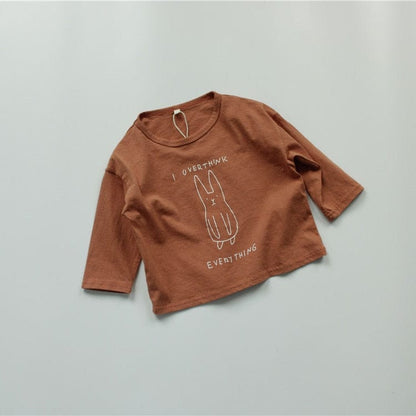長袖Tシャツ rust red / 80cm キッズ うさぎ ラビット プリント 長袖 Tシャツ