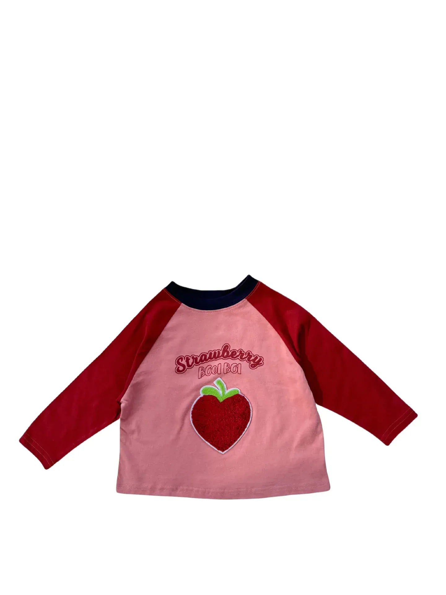 長袖Tシャツ strawberry / 24M  90CM キッズトップス 長袖ラグランパッチワークアニマルアップリケTシャツ 4カラー