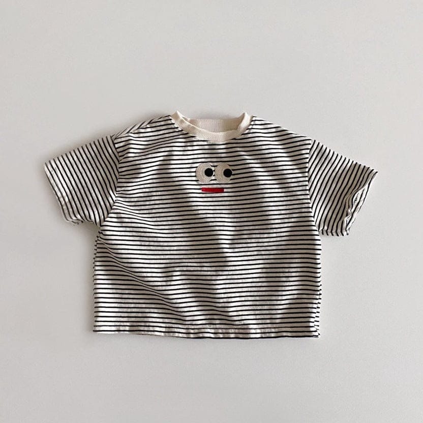 半袖Tシャツ Stripe / 73cm embroidered big eyes T-shirt【mh0009522】