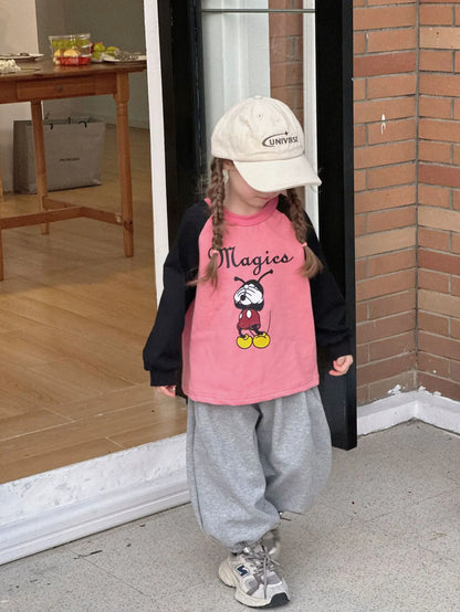長袖Tシャツ キッズトップス スウェットパンツ 長袖 ラグランTシャツ ロングルーズパンツ