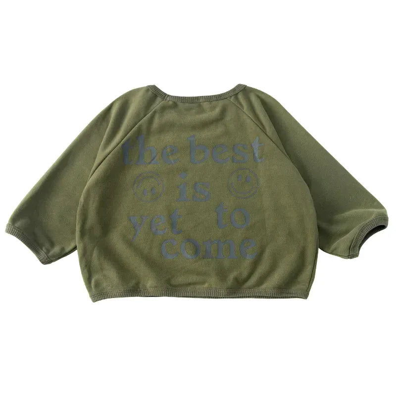 長袖Tシャツ キッズトップス 長袖Tシャツ バックプリント スマイル レターロゴ