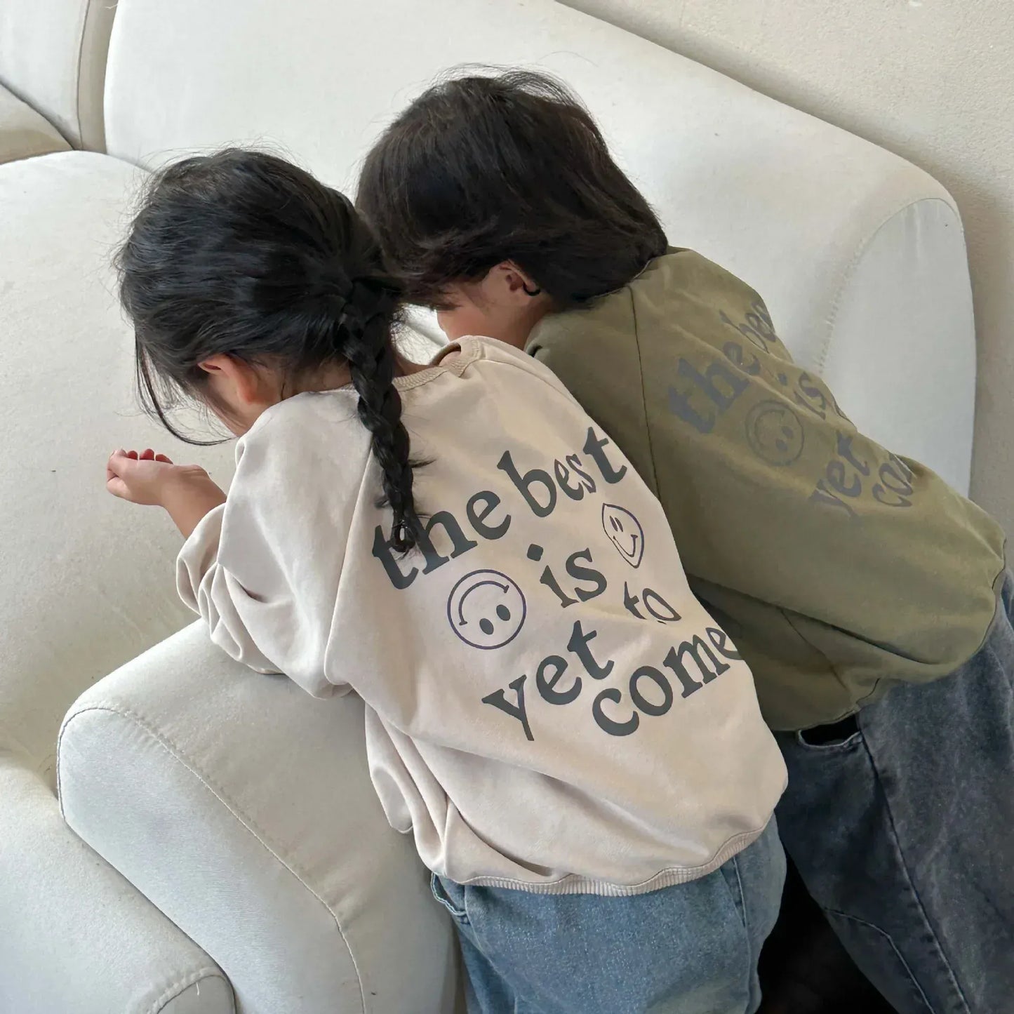 長袖Tシャツ キッズトップス 長袖Tシャツ バックプリント スマイル レターロゴ