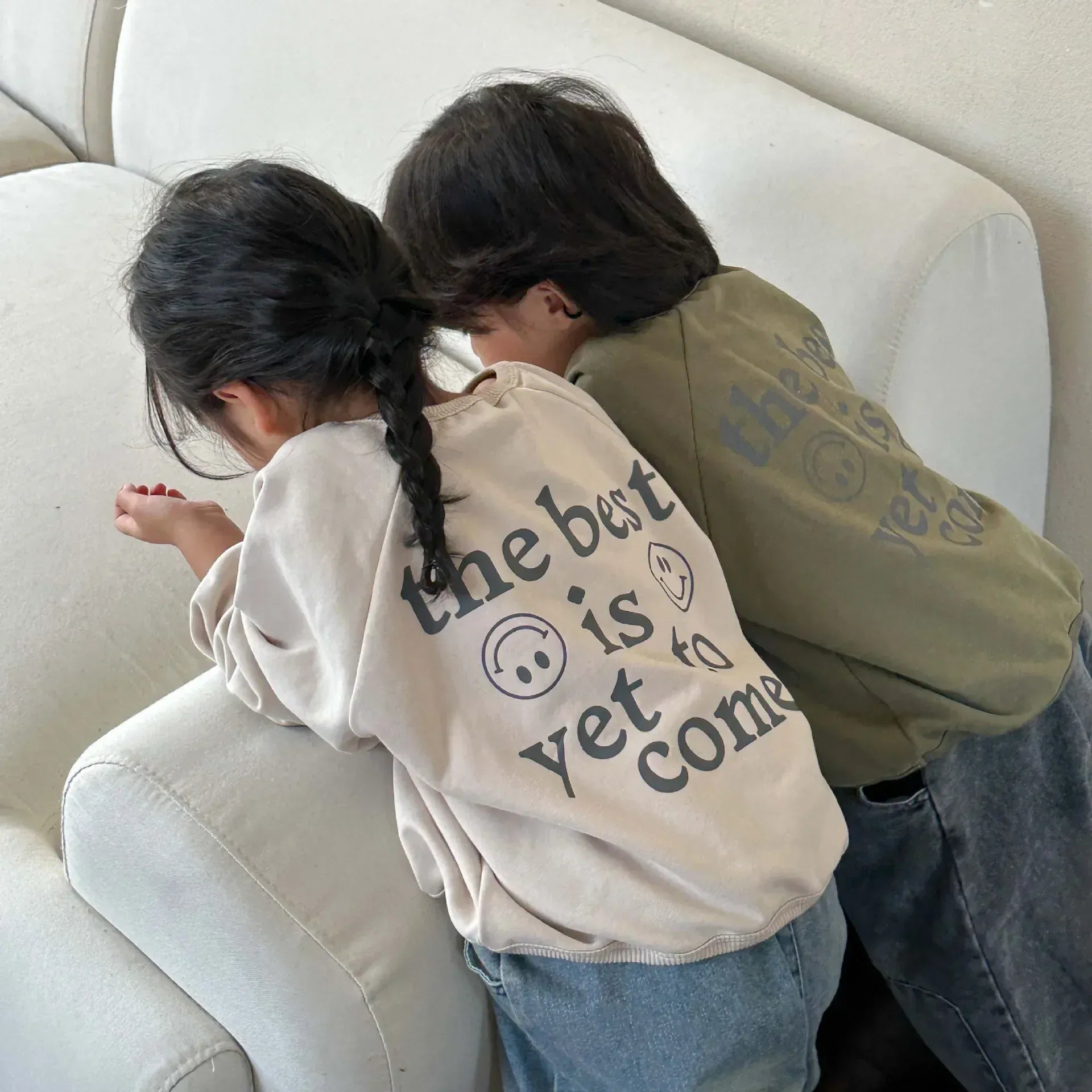 長袖Tシャツ キッズトップス 長袖Tシャツ バックプリント スマイル レターロゴ